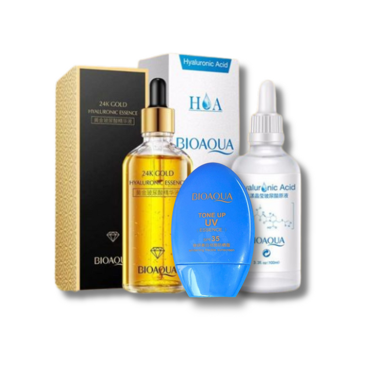 💧✨¡SUPER KIT HIDRATACION INTENSIVA! SERUM 24 K de 100 ml + SERUM ÁCIDO HIALURÓNICO de 100 ml BIOAQUA + PROTECTOR SOLAR BIOAQUA 💎 ¡ENVÍO GRATIS HOY!
